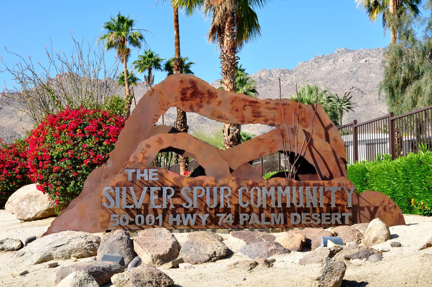 The Silver Spur Community entrance sign in Palm Desert